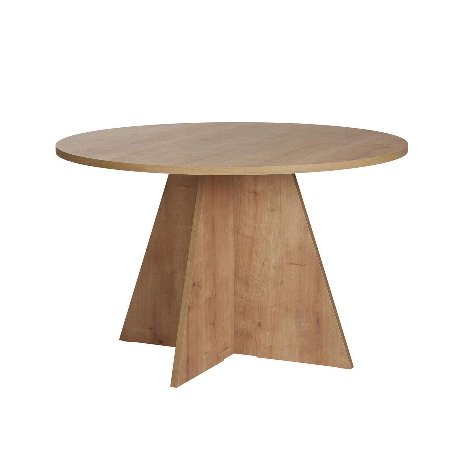 Mesa de comedor redonda bethany natural y madera para hogar moderno mueble de almacenaje  - Homekit