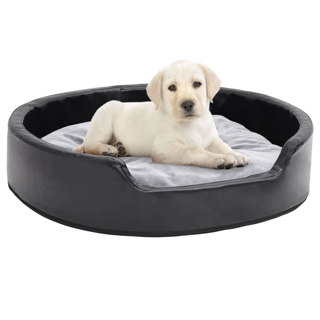 vidaXL Cama para Perros Felpa y Cuero Sintético 79x70x19 cm Mascotas Color Negro,  Gris, y mas