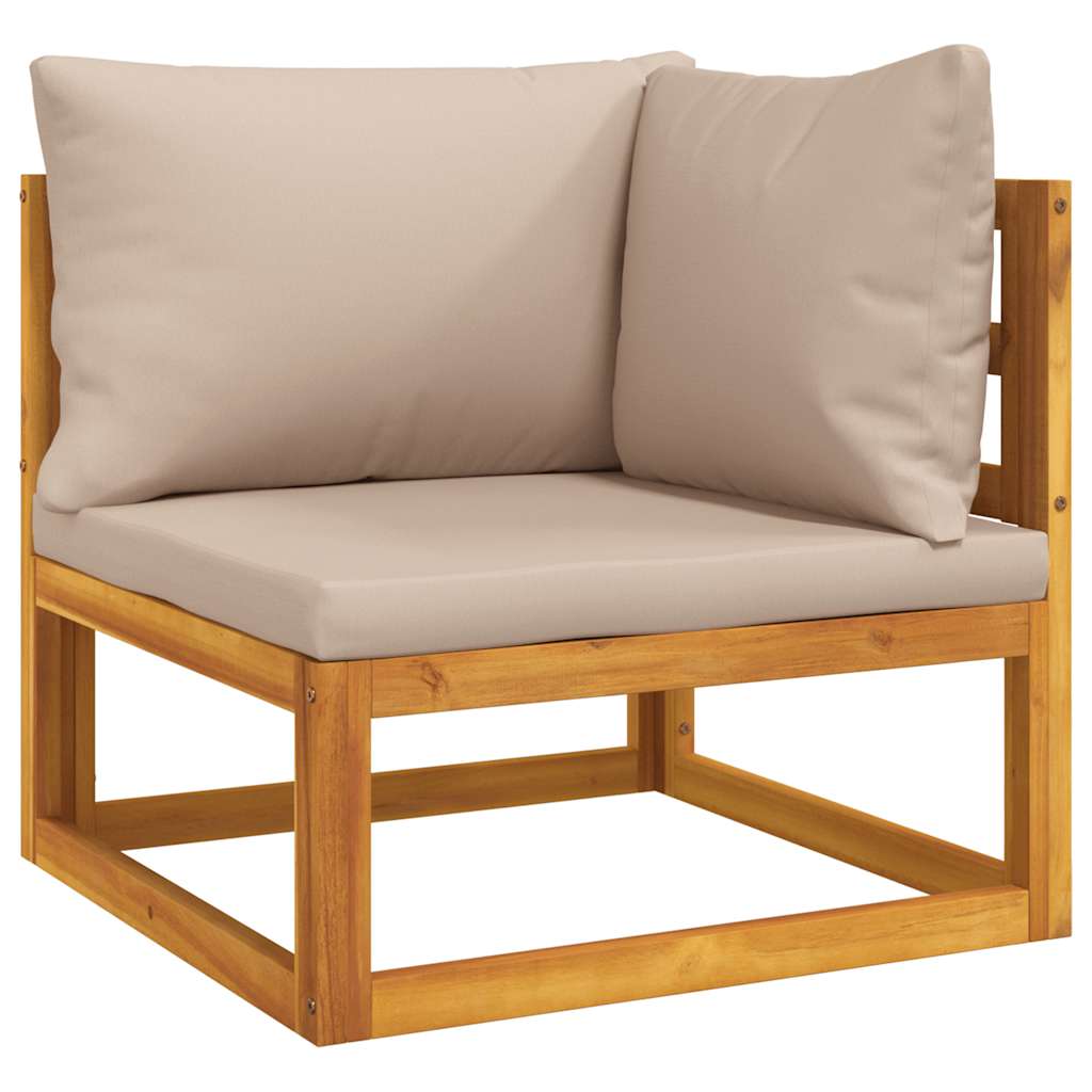 vidaXL Sofá modular de esquina madera aciza acacia cojines gris taupé