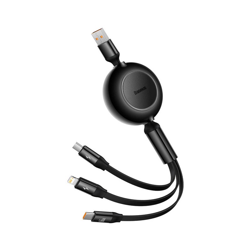 Baseus - CAMJ010101 cable USB USB 2.0 1,1 m USB A USB C/Micro-USB B/Lightning 0,48 Gbit/s 66 W Negro CAMJ010101