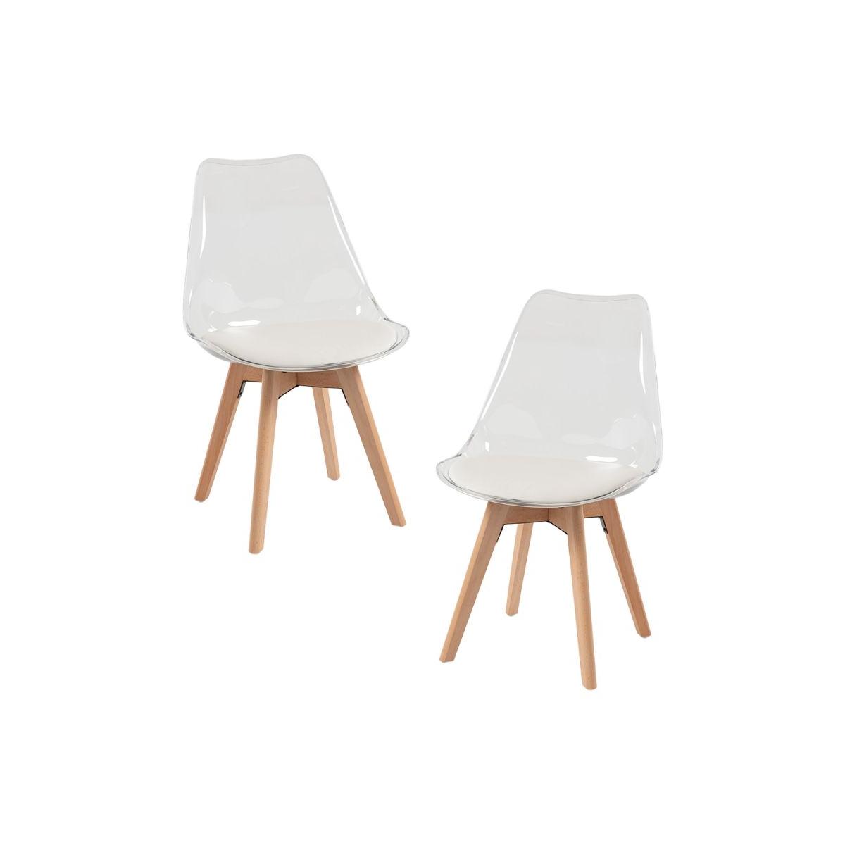 Regalos Miguel - Packs Sillas Comedor - Pack 2 Sillas Synk Transparente Asiento - Blanco