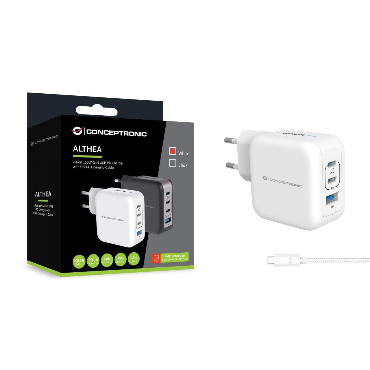 Cargador Conceptronic ALTHEA18W  | Carga rápida, 4 puertos, Universal