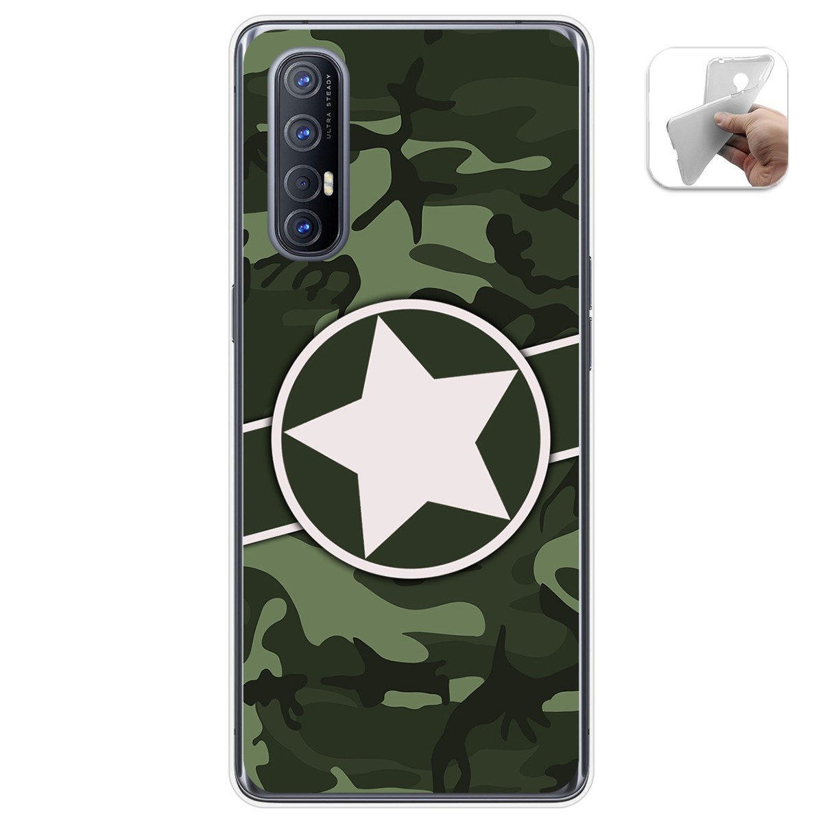 Tumundosmartphone Funda Gel Tpu para Oppo Find X2 Neo diseño Camuflaje 01 Dibujos