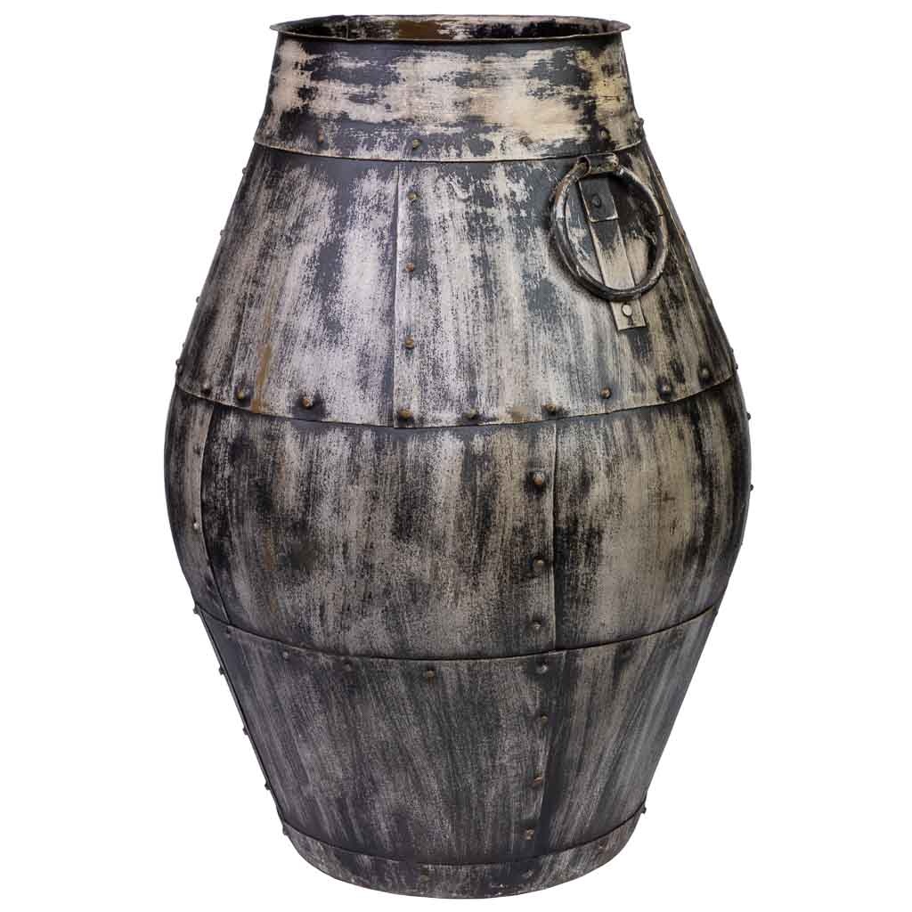 Wonderlust Deco - Jarrón de metal envejecido gris 40x40x65 Gris 40x40x65h cm