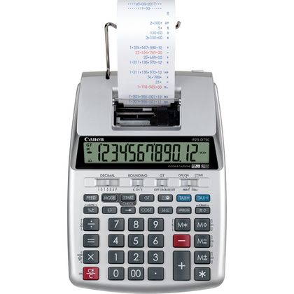 Canon P23-DTSC, Escritorio, Calculadora de impresión, 12 dígitos, Batería, Plata