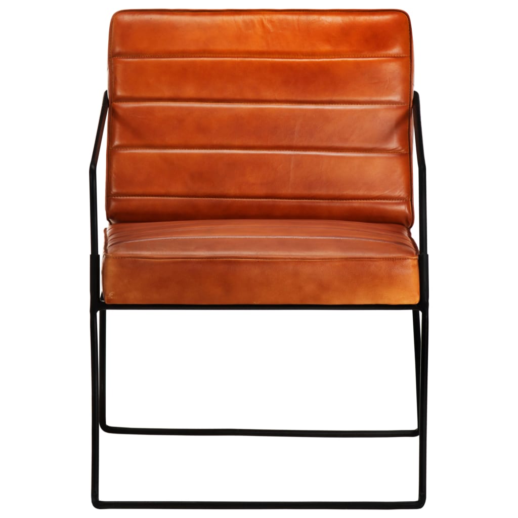 vidaXL Sillón de cuero auténtico Marrón canela, Marrón oscuro, Negro Sillon Dormitorio Sillon Comodos Silla Relax Sillón Sofá