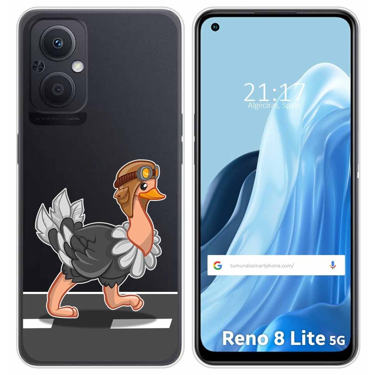 Funda Silicona Transparente para Oppo Reno 8 Lite 5G diseño Avestruz Dibujos