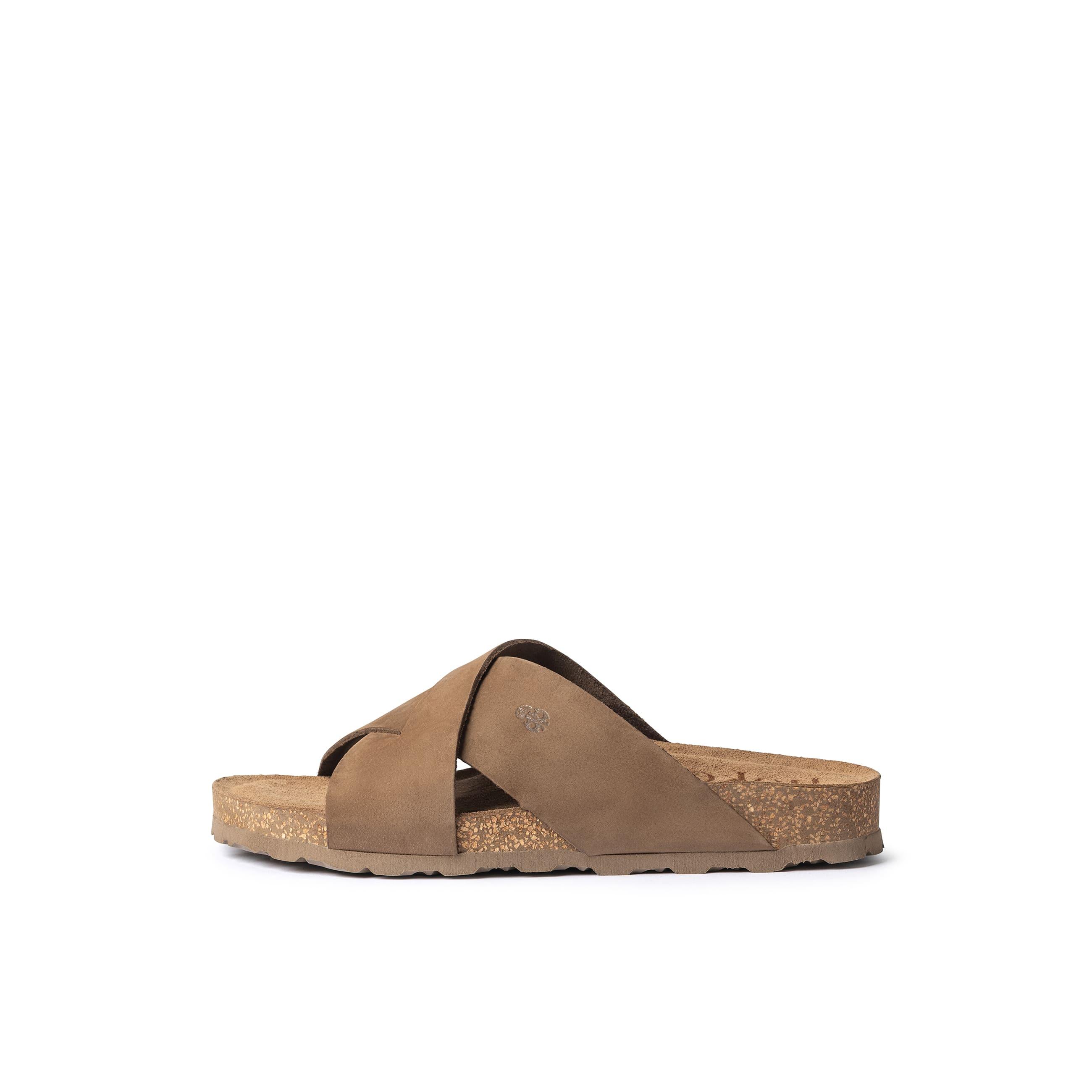 YOKONO sandalia plana JERBA-300 MARRÓN CLARO | Zapatos mujer Primavera-Verano | Piel vacuna  Nobuck | 3 CM