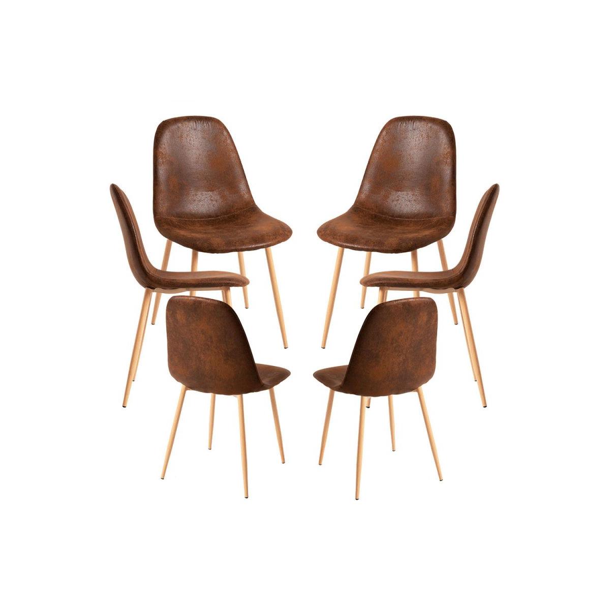 Regalos Miguel - Packs Sillas Comedor - Pack 6 Sillas Teok Polipiel - Marrón Vintage