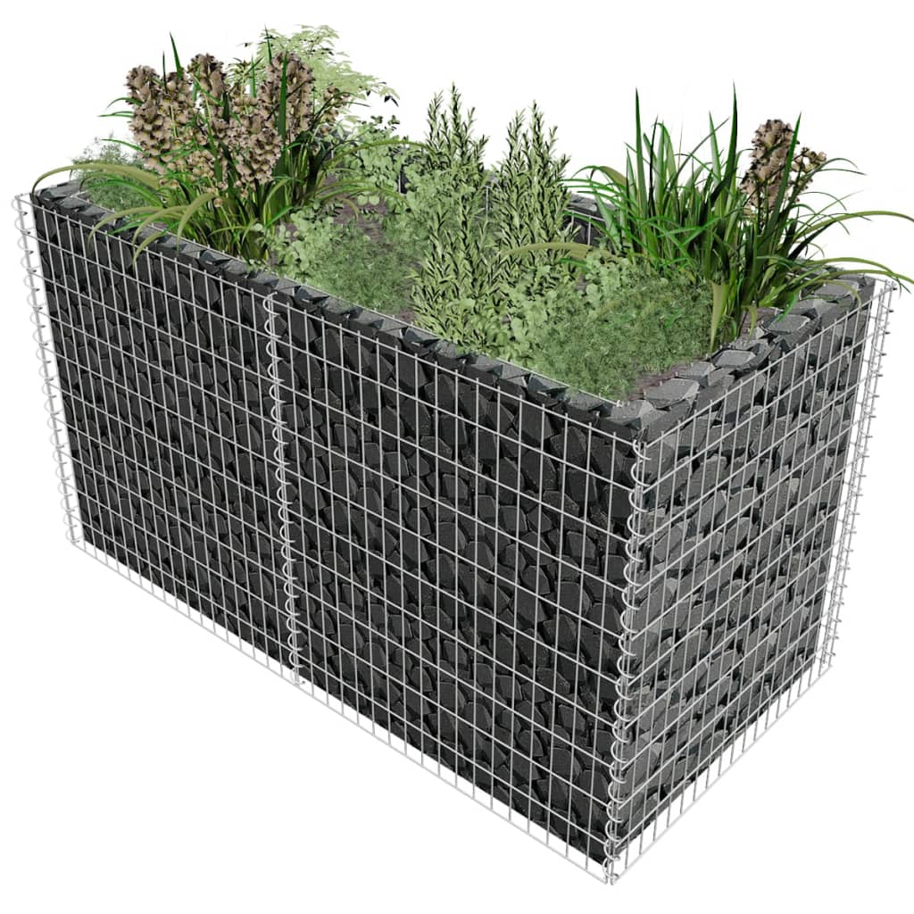 vidaXL Arriate de acero de gaviones plateado 180x90x100 cm