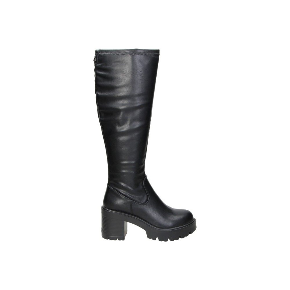 MTNG | Botas de Tacón Mustang Saba para Mujer – Botas Altas en Color Negro con Cremallera Lateral – Bota con Caña Hasta la Rodilla – Tacón Alto y Cómodo – Con Plataforma – Versátiles – Modelo 54890