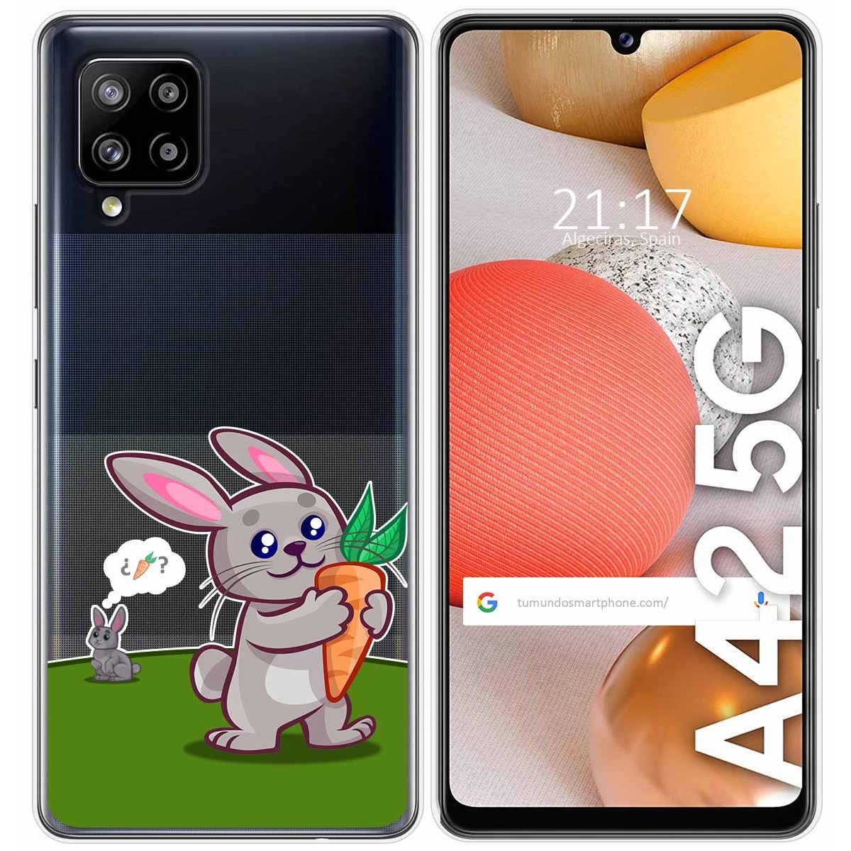 Tumundosmartphone Funda Gel Transparente para Samsung Galaxy A42 5G diseño Conejo Dibujos