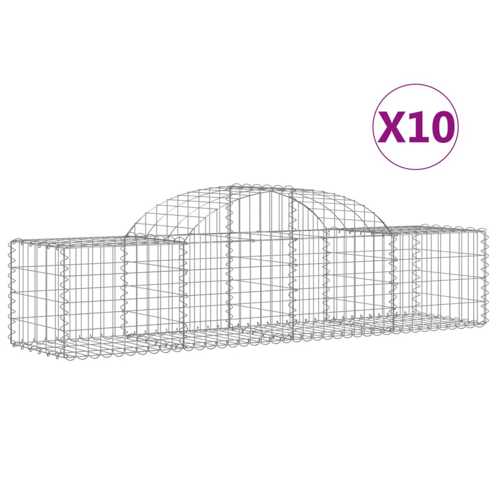 vidaXL Cestas de gaviones 10 uds forma de arco hierro Dimensiones 200 x 30 x 60/80 cm, 200 x 30 x 140/160 cm, 200 x 50 x 40/60 cm y mas
