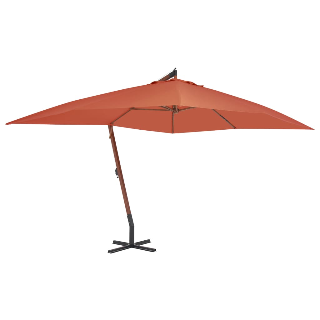vidaXL Sombrilla jardín voladiza palo de madera terracota 400x300 cm