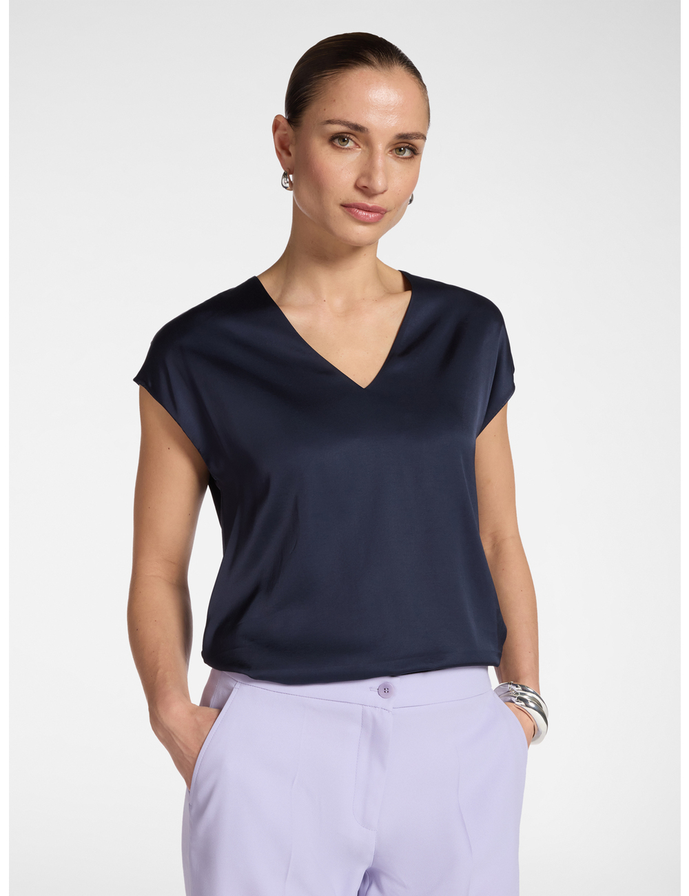 Elena Mirò - Blusa de satén con escote en V