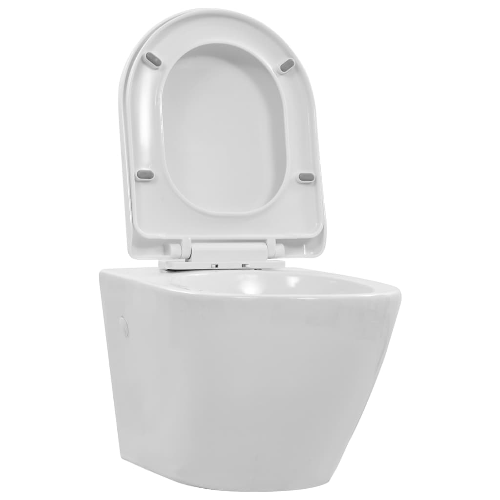 vidaXL Inodoro de Pared sin Bordes de Cerámica Suspendido Váter Baño Color Blanco,  Negro, y mas