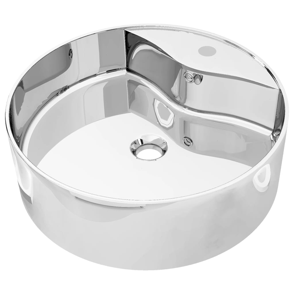 vidaXL Lavabo Redondo Moderno Agujero Grifo Desagüe Cerámica Lavamanos Color Blanco,  Negro,  Dorado y mas