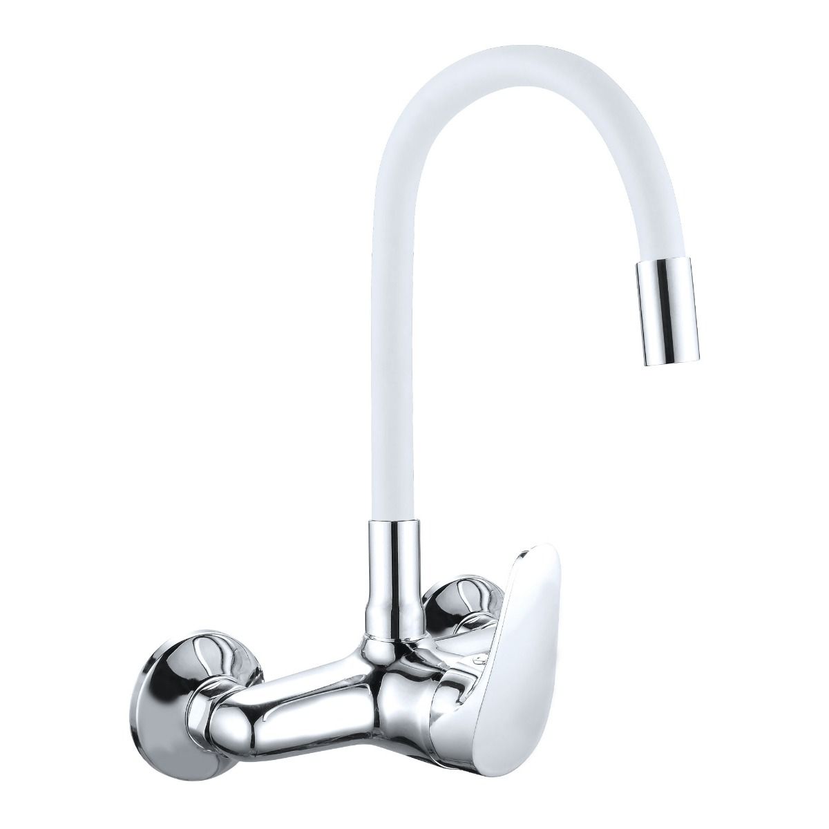 Monomando Java Fregadera Mural con Caño Flexible Blanco