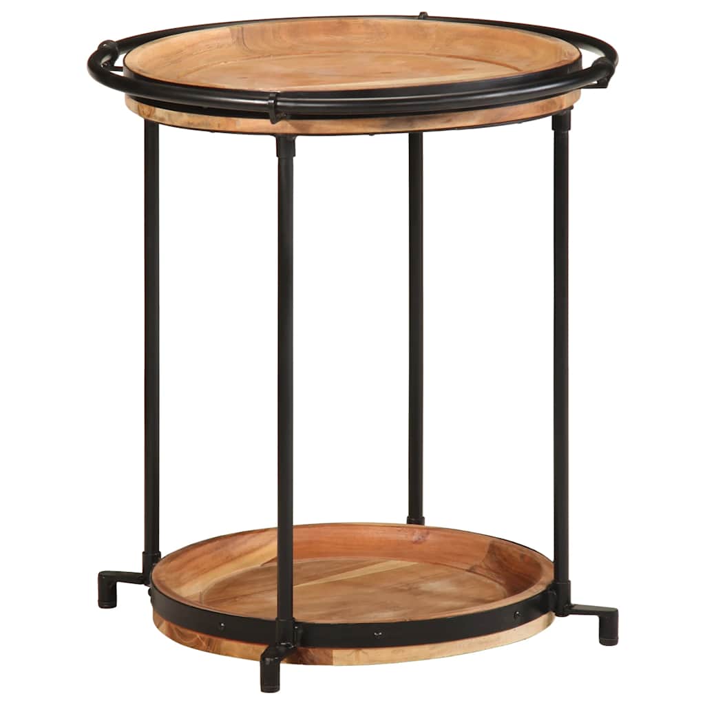 vidaXL Mesa auxiliar Ø55x60 cm en material madera maciza de acacia/madera maciza de mango | estructura resistente ideal para salón dormitorio o estudio