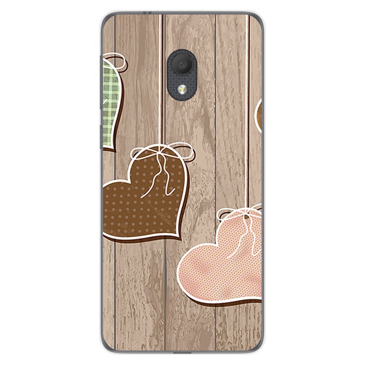 Tumundosmartphone Funda Gel Tpu para Alcatel 1C 2019 diseño Corazones Madera Dibujos