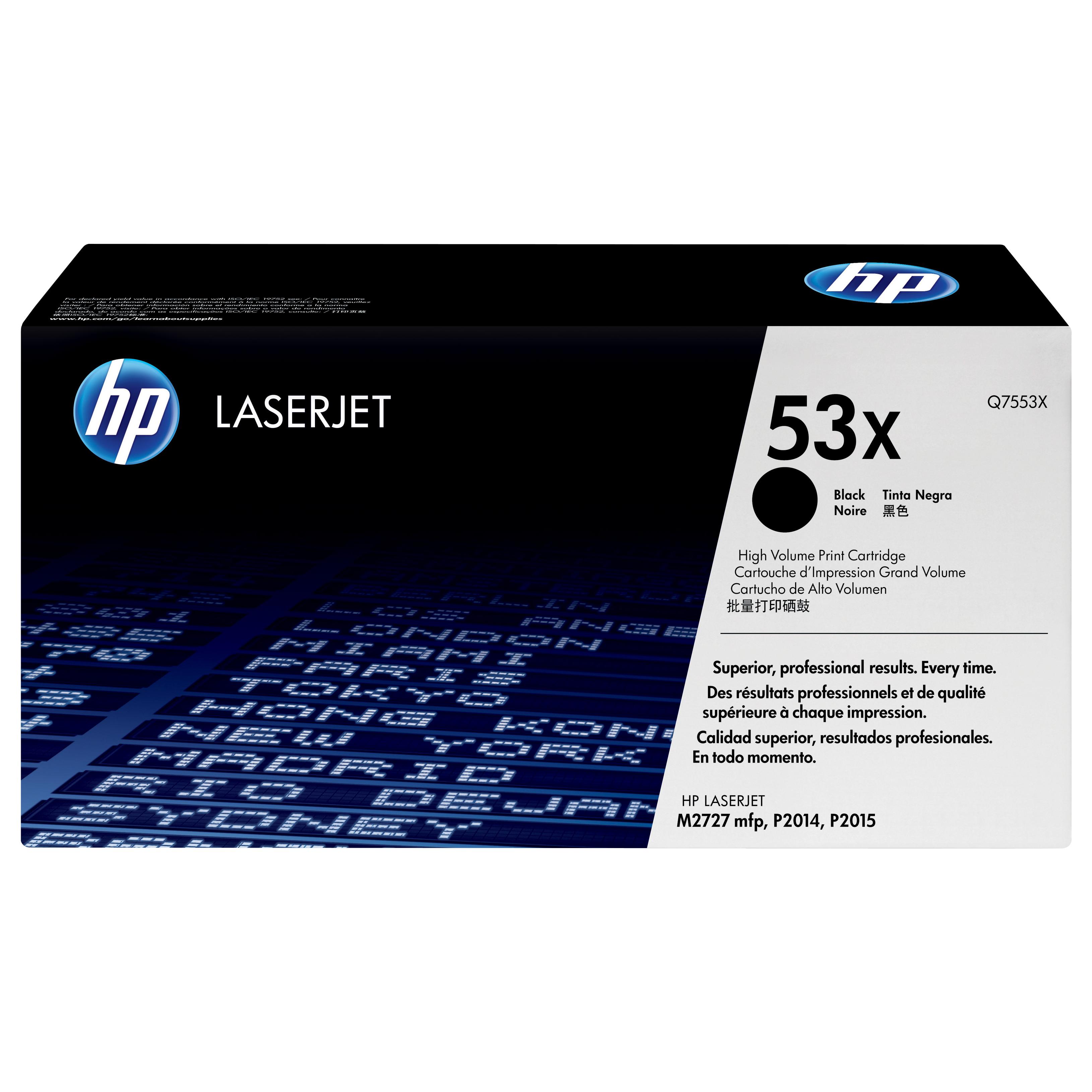Cartucho de toner original LaserJet HP 53X de alta capacidad negro