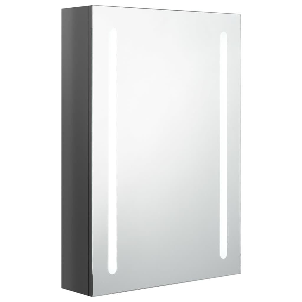 vidaXL Armario de baño con espejo LED gris brillante 50x13x70 cm