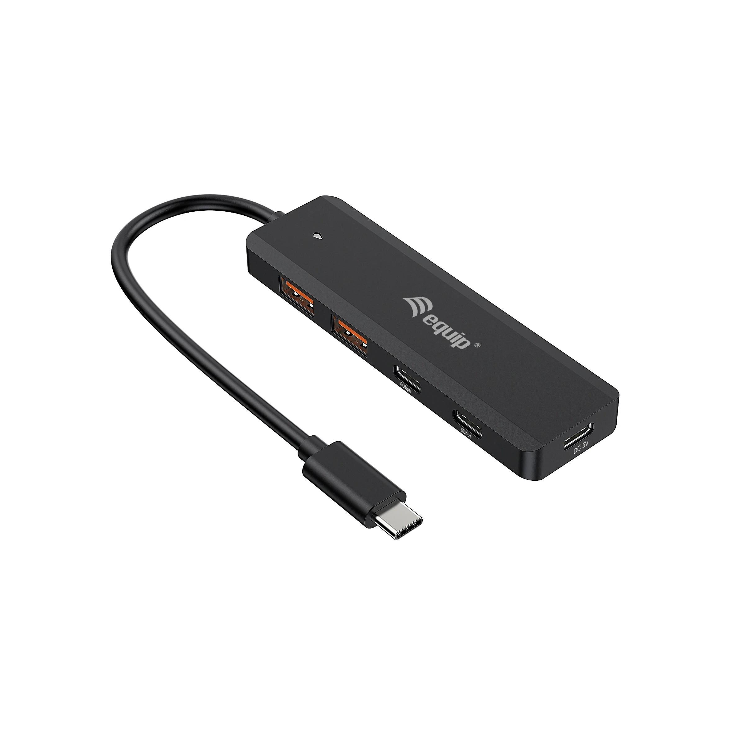 HUB Switch puertos Puertos USB-A 3.2 Gen1, 2x USB-A EQUIP EQ128965 | Interruptor con indicador LED, Negro