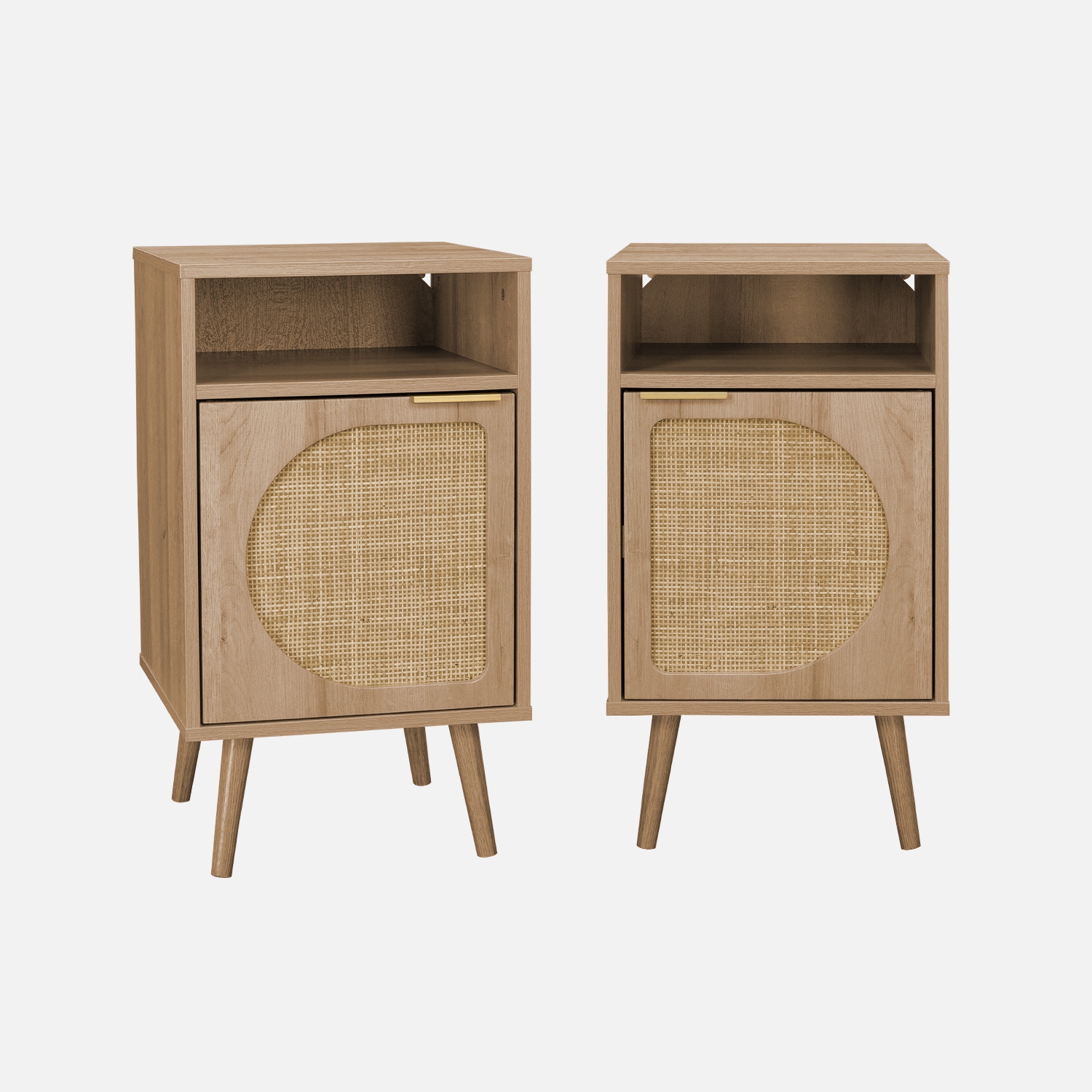 sweeek - Mesita de noche con efecto madera, set de 2 , Eva , 40x39x70