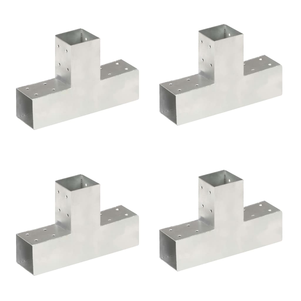 vidaXL Conectores de Postes en T Metal Galvanizado (4 unidades) Soporte Jardín Dimensiones 71 x 71 mm,  81 x 81 mm,  91 x 91 mm y mas