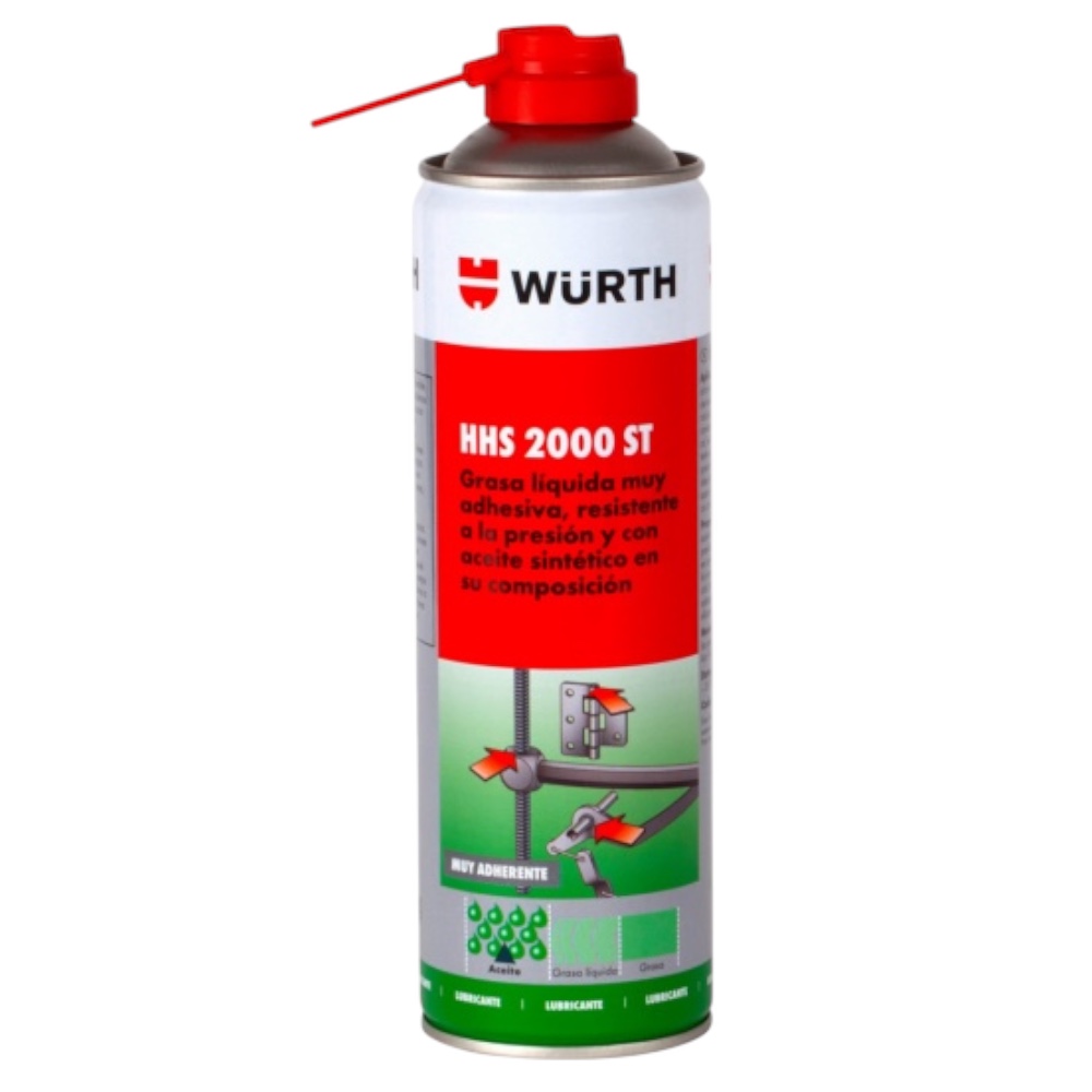 Grasa Líquida Universal HHS 2000 ST 500ml Würth - Lubricante Adhesivo_ Aceite sintetico_ Alta adherencia - Resistencia a altas presiones y temperaturas - Lubricar_ proteger y prevenir la corrosión_ Libre de siliconas_ resinas y ácidos_ Aplicación Precisa.