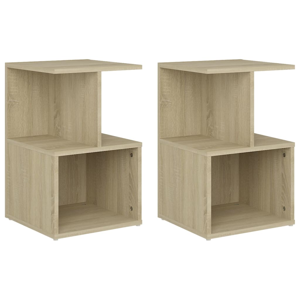 Vidaxl Mesita de Noche 2 Unidades Madera Contrachapada 35x35x55 Cm Blanco y Roble Sonoma