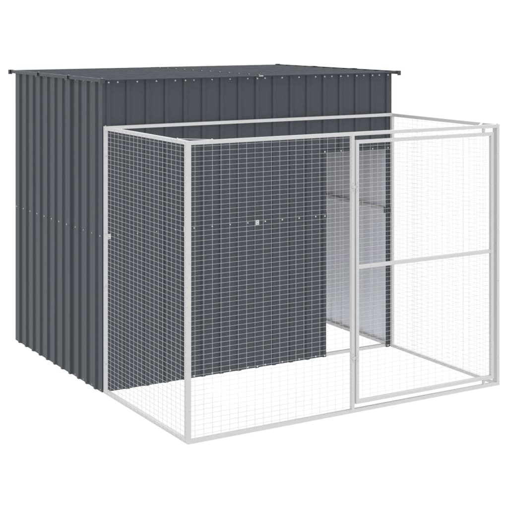 vidaXL Caseta Perros con Corral Casa Jaula Perrera Acero Galvanizado Color Antracita, Gris claro, y mas