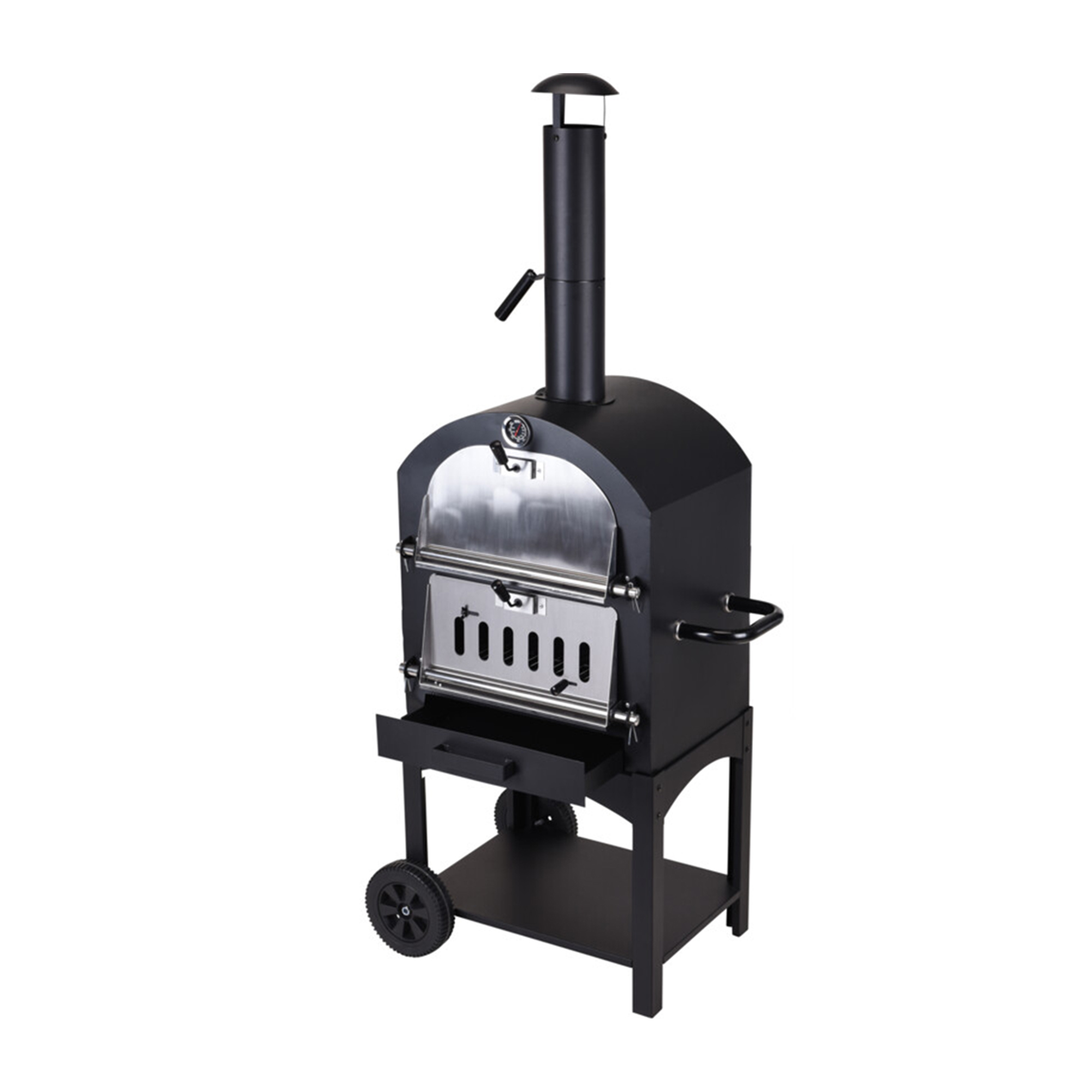 Horno de Pizza de Carbón para Barbacoa con Piedra 67x47,5xH156cm