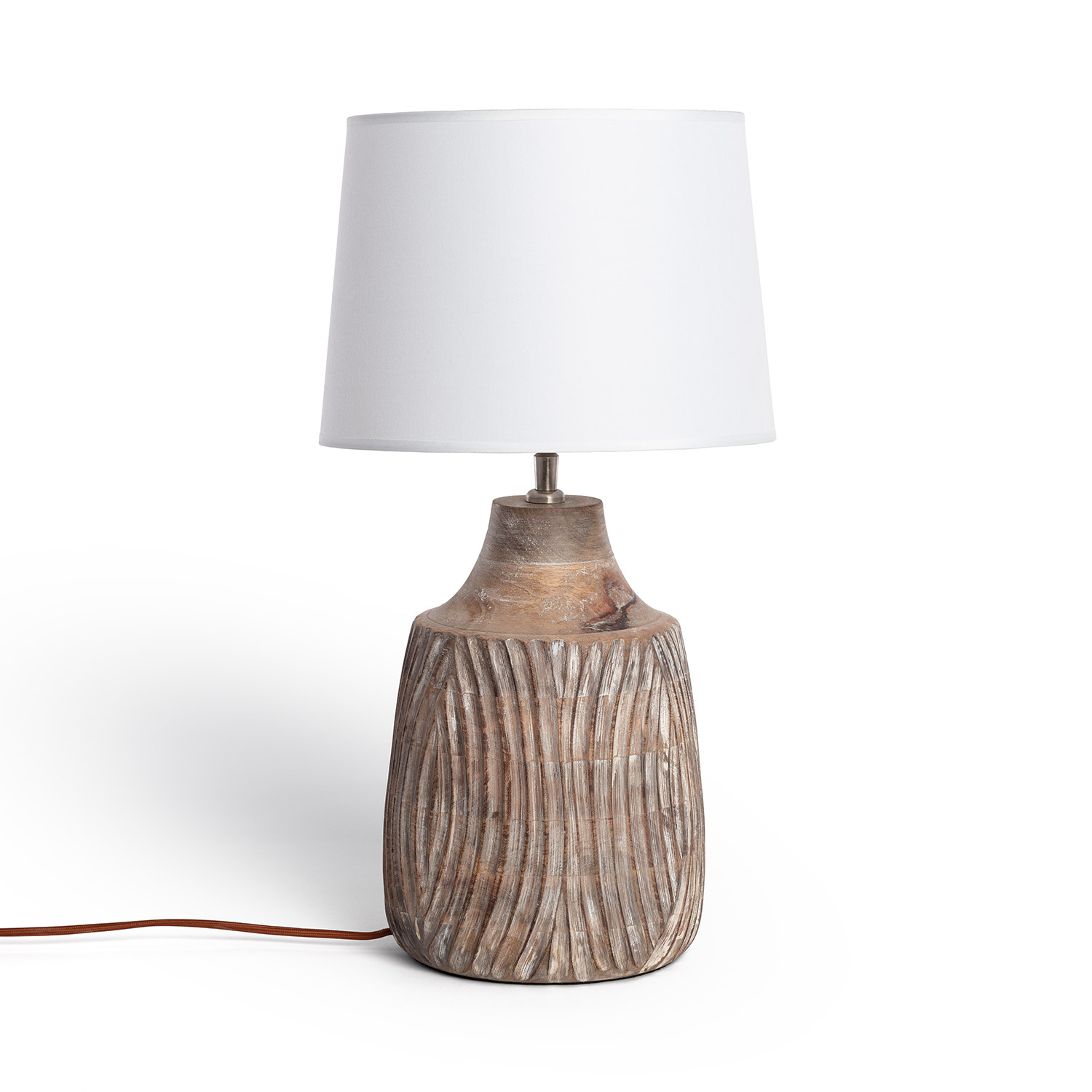 Ledkia Lámpara de Mesa Madera Tanmay ILUZZIA Blanco