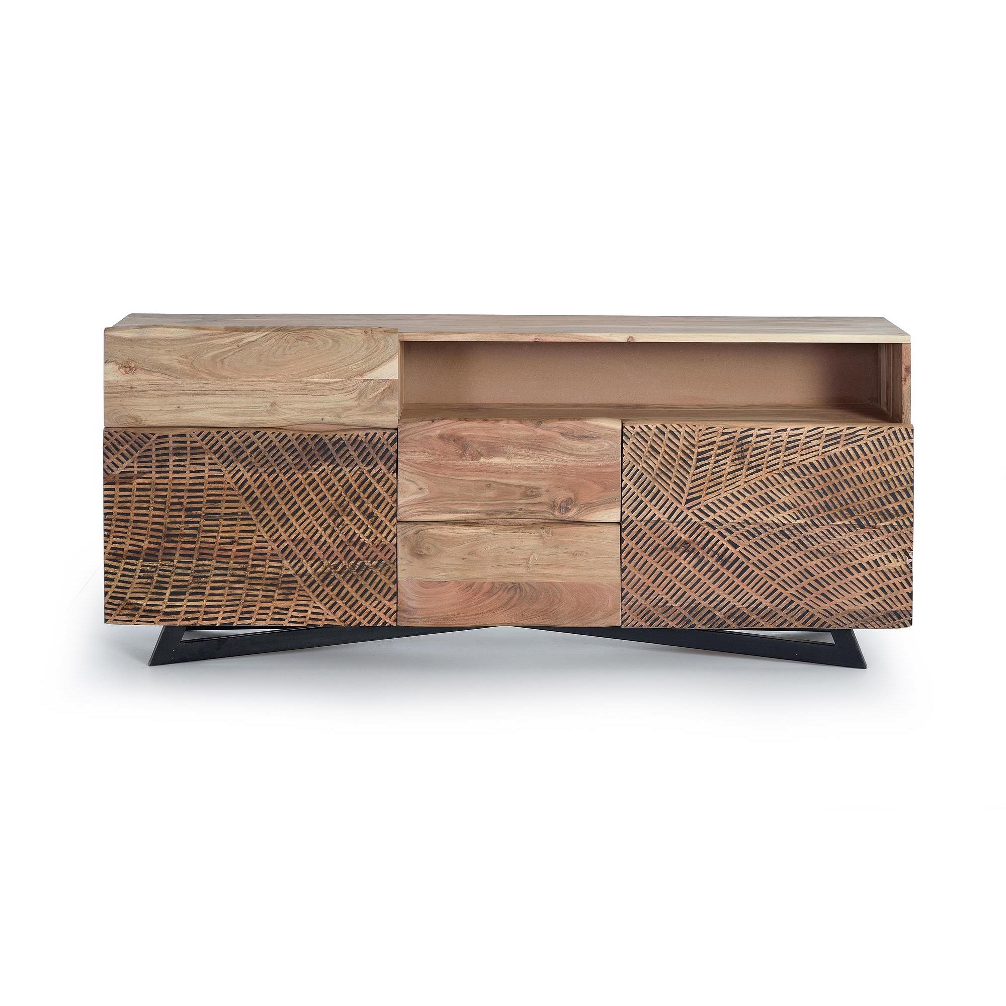 Aparador madera de acacia, patas metal color natural y negro