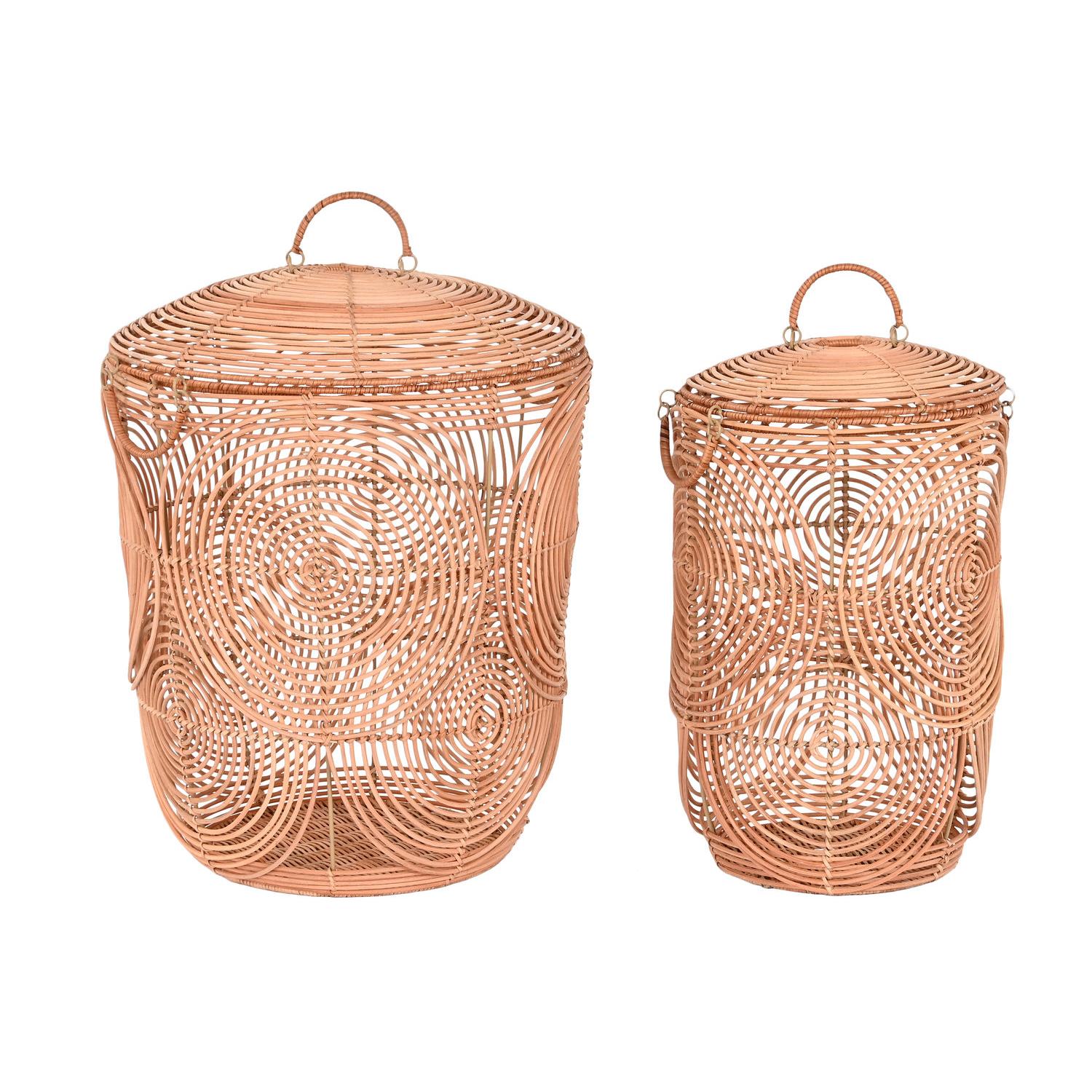 CESTA SET 2 RATAN 45X45X57 CON TAPA NATURAL LD206490 - EL MEJOR COMPLEMENTO PARA TU HOGAR FIJALO