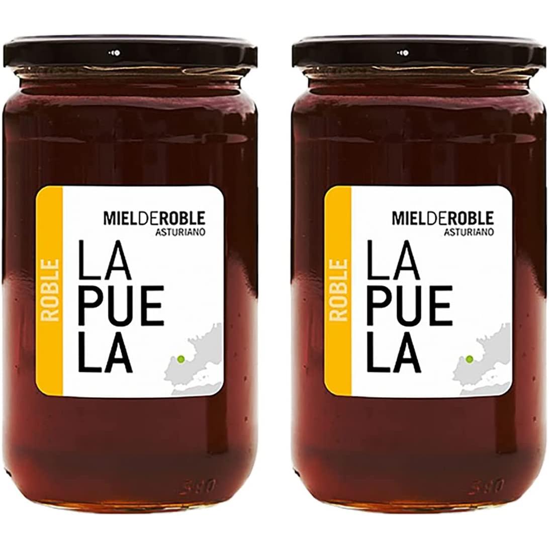 LA PUELA Pack 2 Mieles de Roble 100% Natural Origen España. Miel Pura de Abeja con Aroma Malteado y Sabor Dulce. Tarro de Cristal. Set 2 x 750 Gr