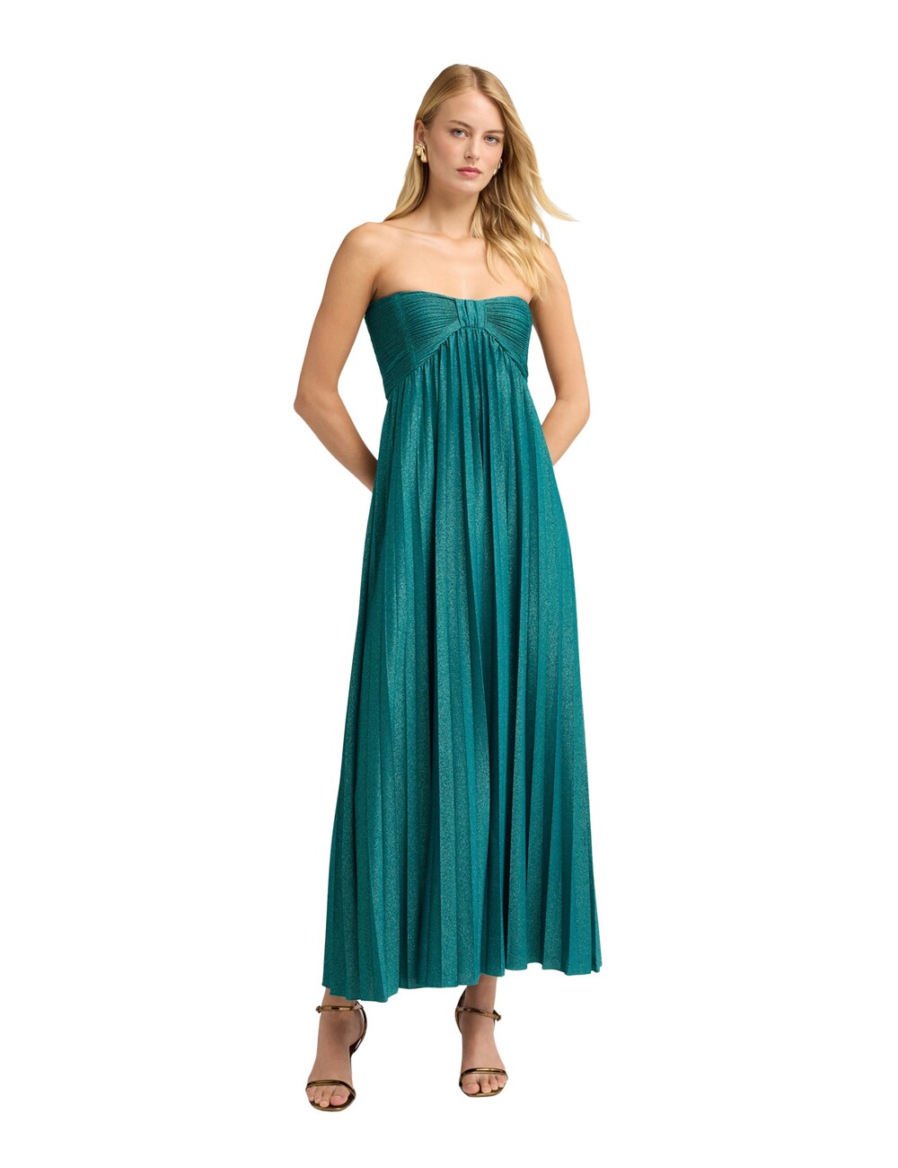 Motivi - Vestido largo plisado en jersey lurex