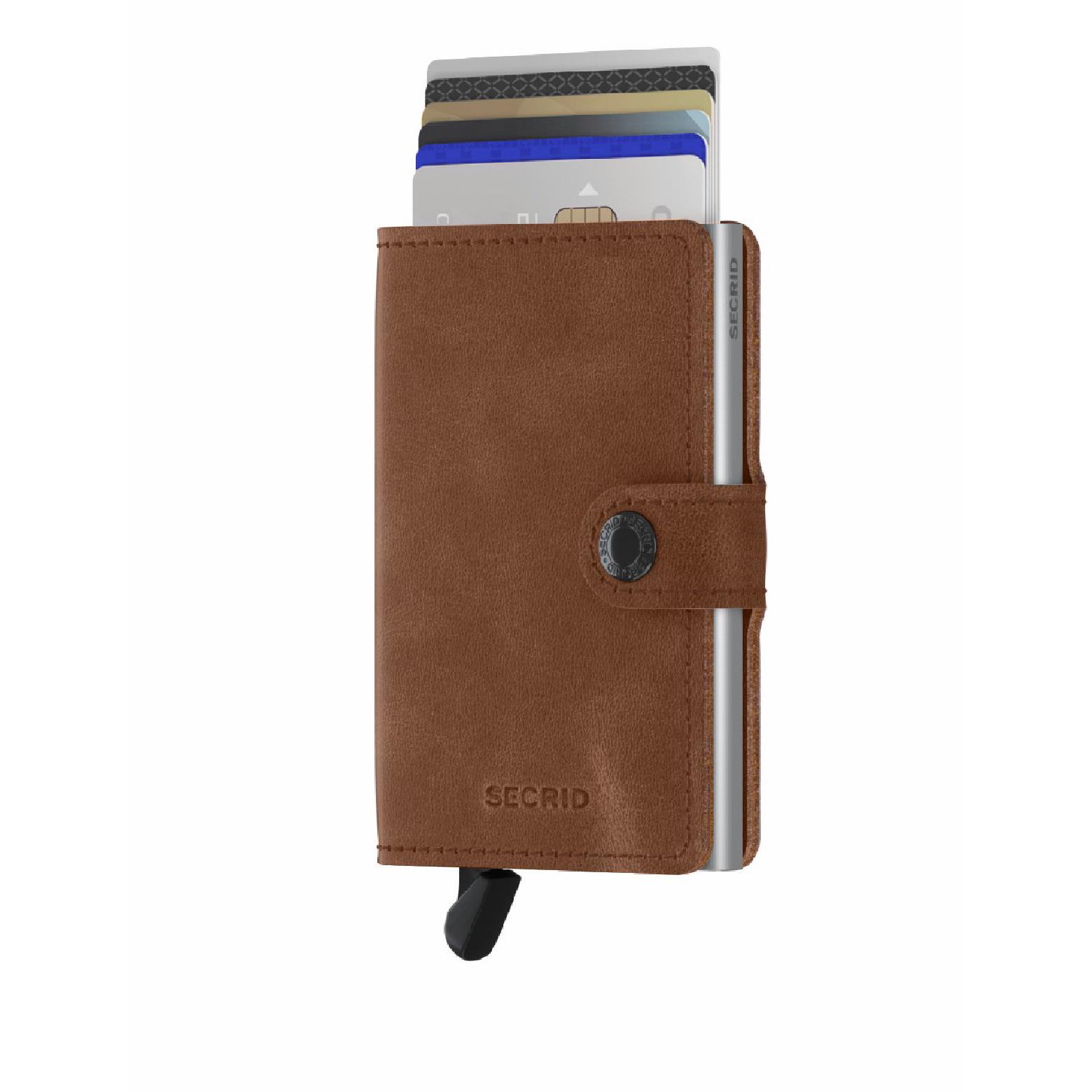 Cartera Secrid miniwallet vintage cognac-silver