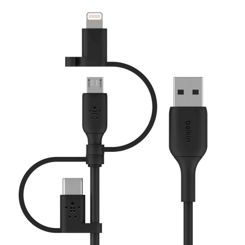 Belkin - BOOST CHARGE cable USB 1 m USB A USB C/Micro-USB B/Lightning Negro CAC001BT1MBK