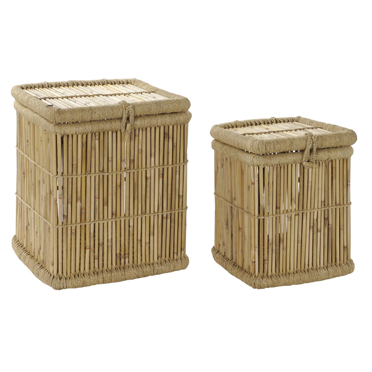 CESTA SET 2 BAMBU CUERDA 46X46X55 NATURAL NATURAL MB175808 - EL MEJOR COMPLEMENTO PARA TU HOGAR FIJALO