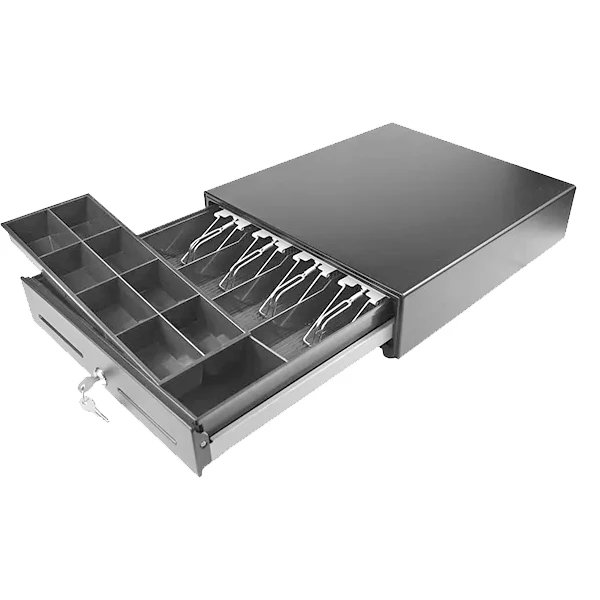 Mustek - Cajón de efectivo manual LB-410 para comercios, restaurantes y cafeterías, diseño compacto y robusto sin necesidad de electricidad, cierre con llave y bandeja extraíble para gestión eficiente del cambio
