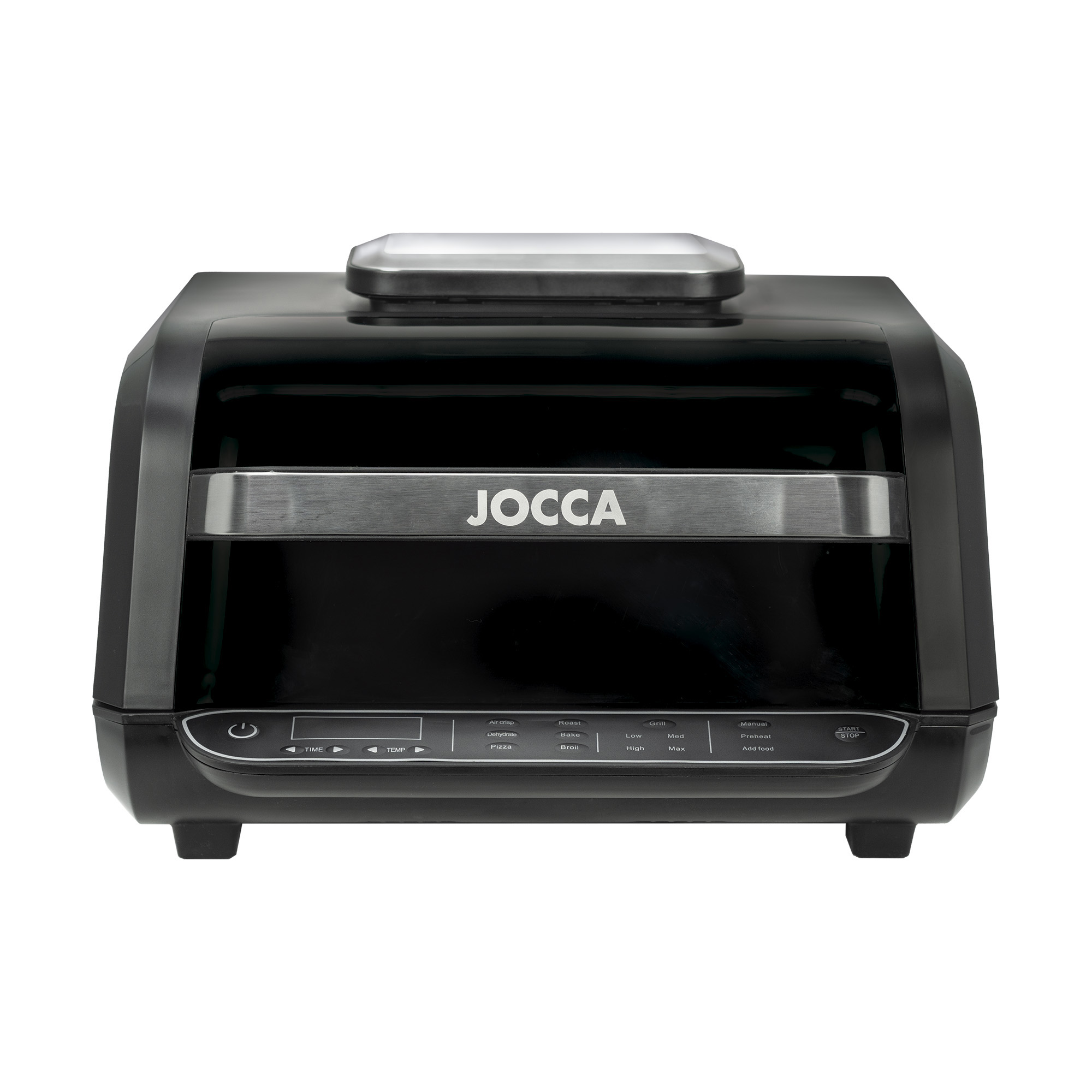 Freidora de aire digital Jocca grill 7L con pantalla LED táctil, 8 programas automáticos, temporizador 90min, temperatura 80–200°, 4 niveles de parrilla, apagado automático y accesorios incluidos. 1700W de potencia. Cocina: fríe, asa, gratina y calienta