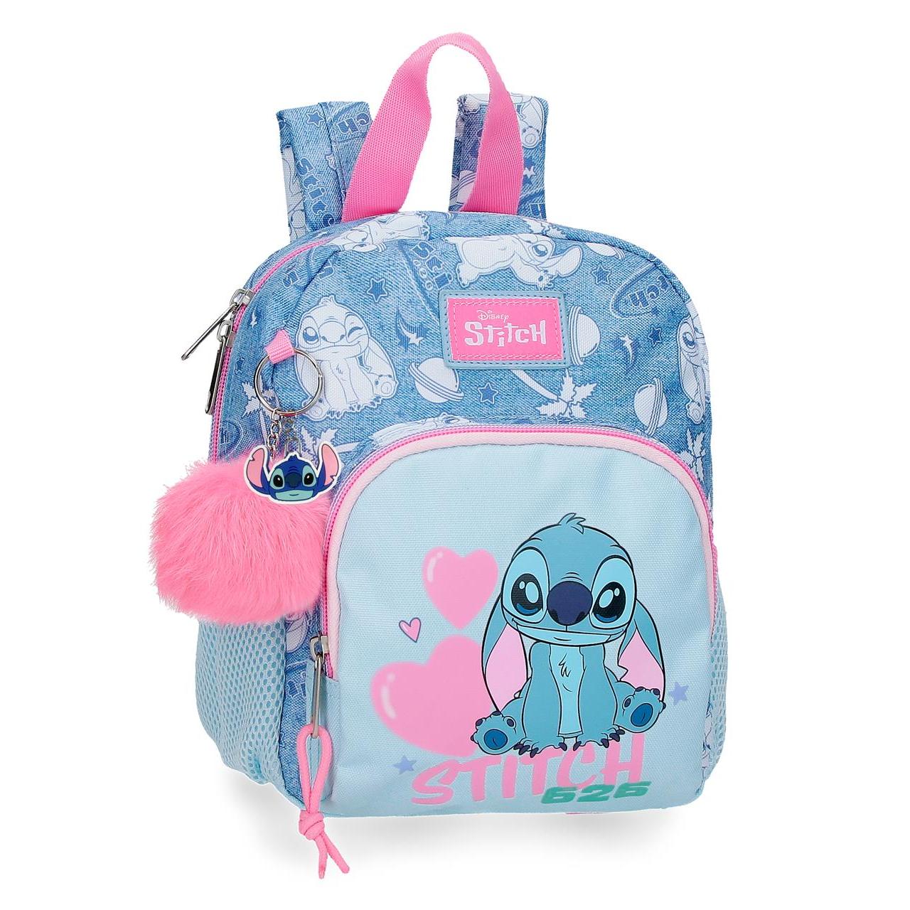 Mochila escolar Disney Stitch Hearts denim
