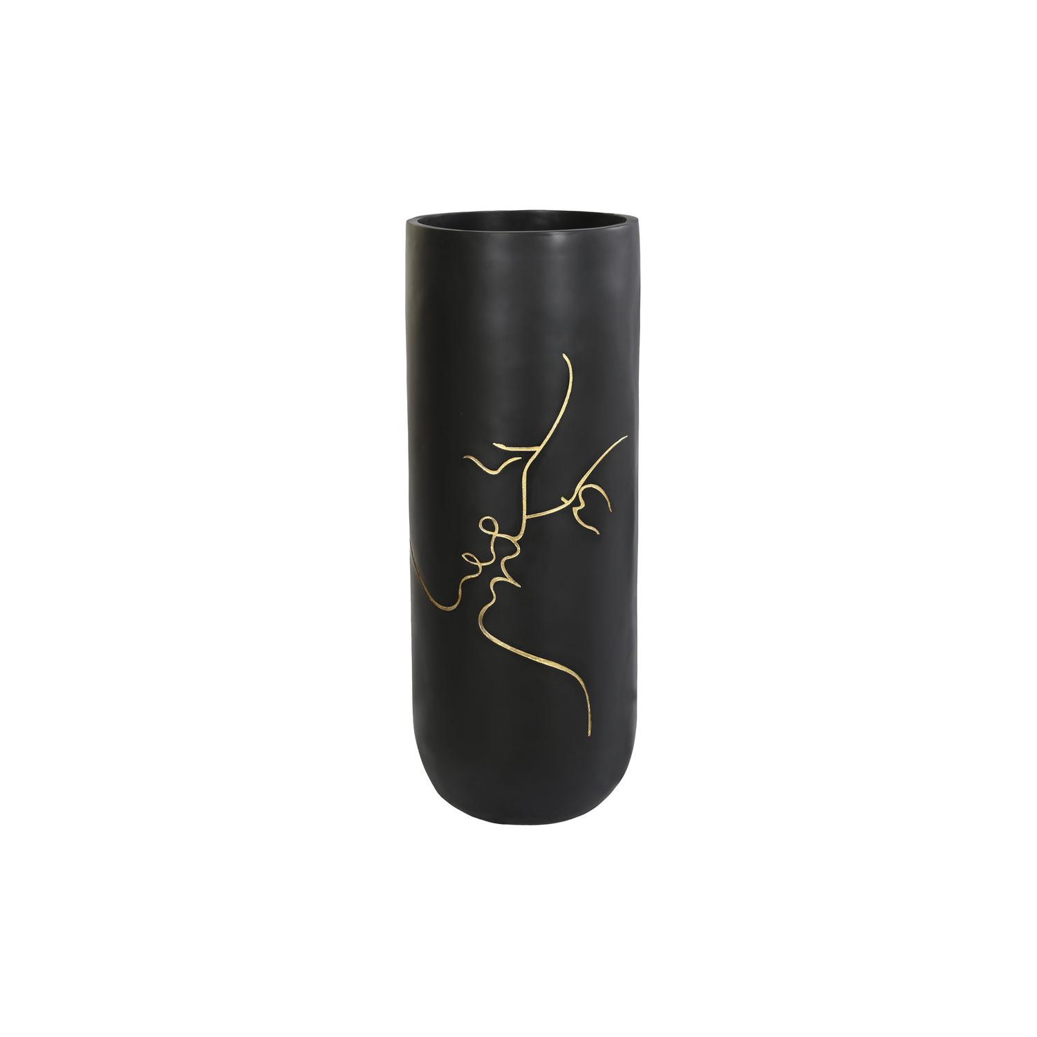 JARRON RESINA 35X35X90 BESO MATE NEGRO JR203231