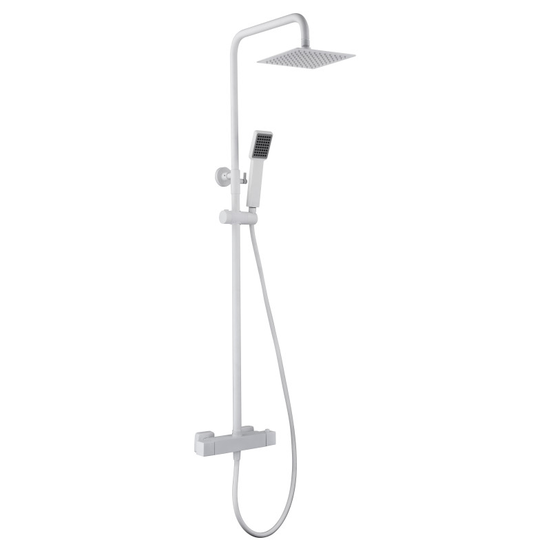 Imex Art BTAR025/BL barra de ducha termostática de acero inoxidable con acabado blanco mate