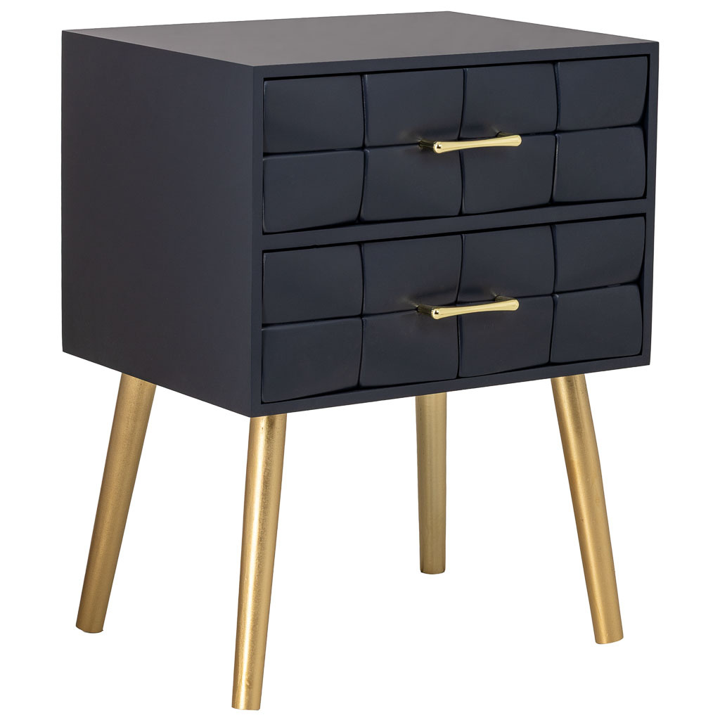 Wonderlust Deco - Mesita de noche de madera negra 50x38x73h cm Negro 50x38x73h cm