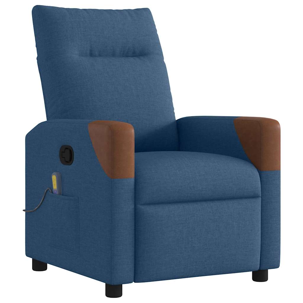 vidaXL Sillón reclinable de masaje de tela azul