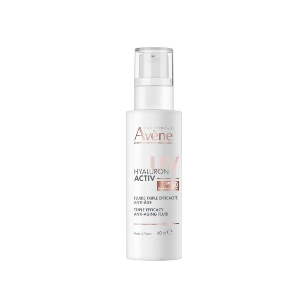 Avène Hyaluron Activ UV Fluido Triple Eficacia Antiedad SPF50 40 ml | Fluido diario con ácido hialurónico, Pre-tocoferil y TriAsorB™ | Corrige arrugas, reduce manchas y protege frente al fotoenvejecimiento