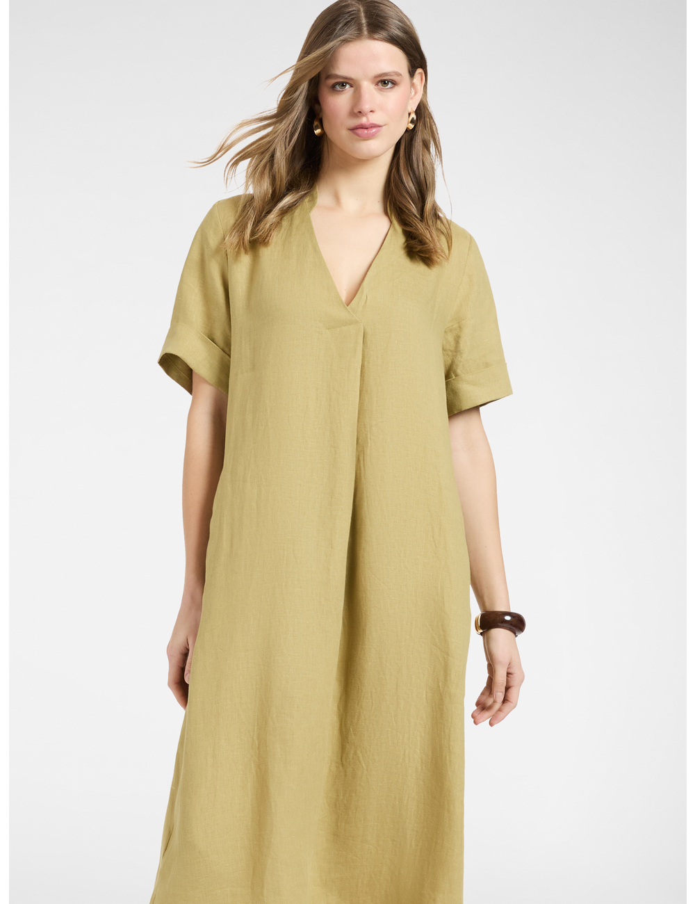 Elena Mirò - Vestido de lino con escote en V